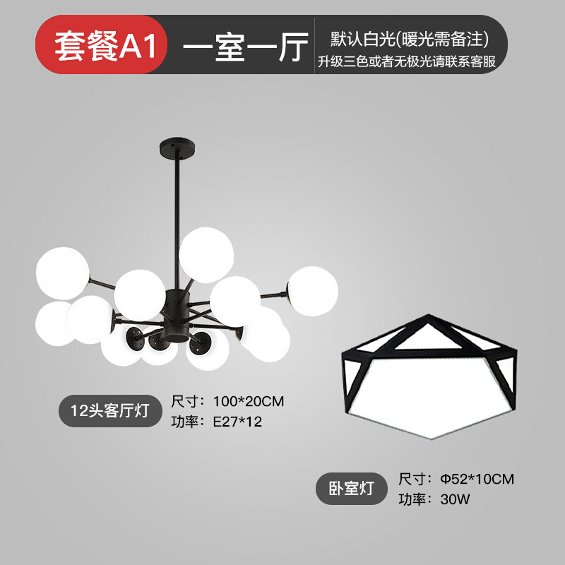 七只蚂蚁 简约现代LED吸顶灯具套餐灯饰 客厅灯装饰灯客厅卧室灯灯美式田园简约欧式客厅灯北欧吸顶灯套餐灯具成套灯具餐厅灯 下单减300元-包安装-套餐A1白光