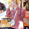 150cm小个子羊羔毛外套女2019冬季新款颗粒毛绒棉衣皮毛一体棉服 均码 粉色