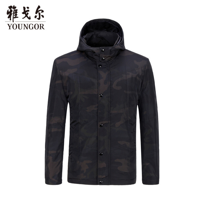 Youngor/雅戈尔男士冬款夹克茄克化纤面料5RQA 180/100A 军绿色