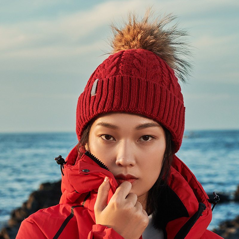 （OUTDOOR PRODUCTS）运动户外秋冬女式针织毛线帽韩版保暖毛球帽1942002 OPZZ1942002-2/红色