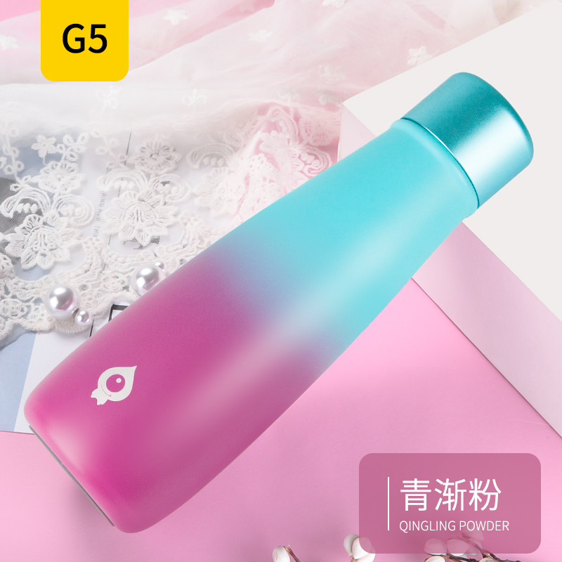 单爱-小水怪G5智能保温杯女男士杯子便携情侣304不锈钢提醒喝水杯 400ml 青渐粉【智能温度显示，提醒喝水】