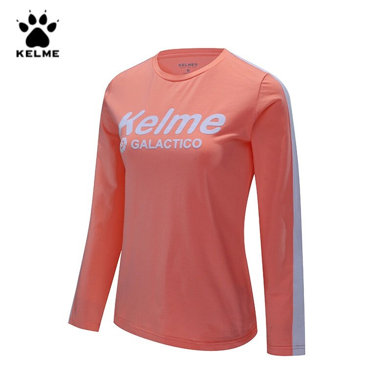 Kelme卡尔美春季新款运动长袖T恤女纯棉舒适时尚插色T恤3682021 XXXL/180 粉红色