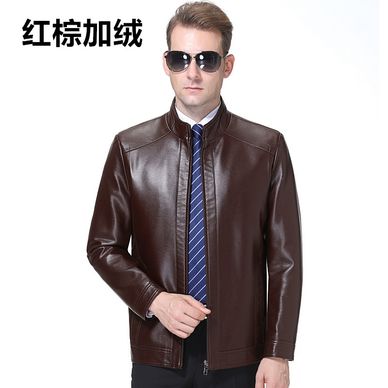 正品男装海宁真皮皮衣男绵羊皮男士机车皮夹克外套修身韩版潮2018新款帅气官方旗舰店特卖特卖 1688深棕加绒 185