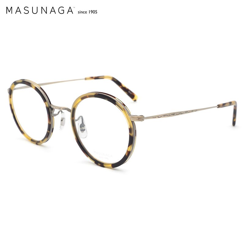 MASUNAGA增永眼镜男女复古手工全框眼镜架配镜近视光学镜架GMS-804 #11黄色玳瑁