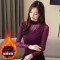 无畏衣衣2020新款女冬装韩版长袖加厚蕾丝衫女加绒打底衫上衣内搭洋气保暖雪纺小衫 58830（蓝色加绒加厚) M