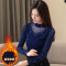 无畏衣衣2020新款女冬装韩版长袖加厚蕾丝衫女加绒打底衫上衣内搭洋气保暖雪纺小衫 58830（蓝色加绒加厚) XL