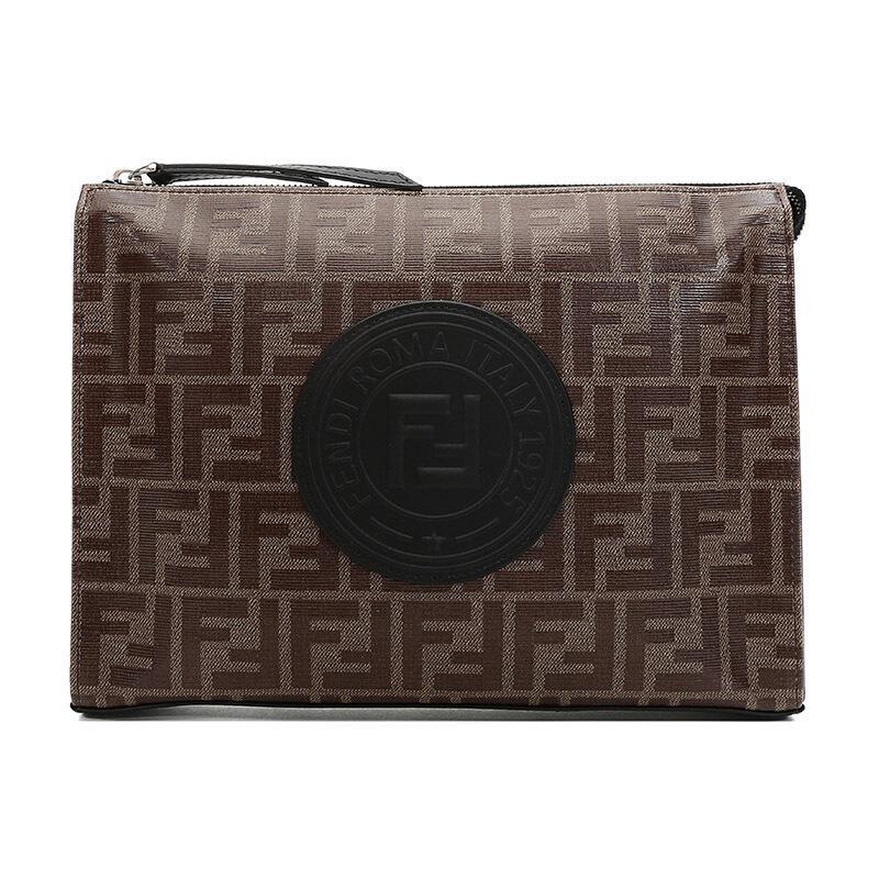 FENDI 芬迪 男士 涂层织物手拿包 7VA433 A5K4 F17PZ-棕色FF图案