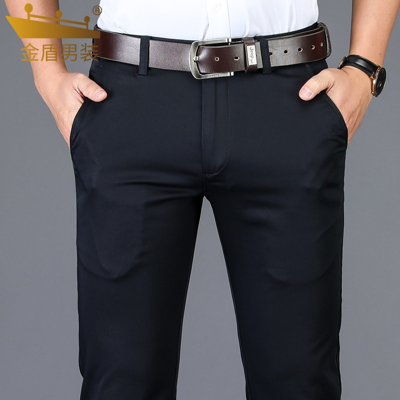 薄款男西裤男裤子 29(2尺2)送花花公子皮带 金盾休闲裤8023【卡其色】