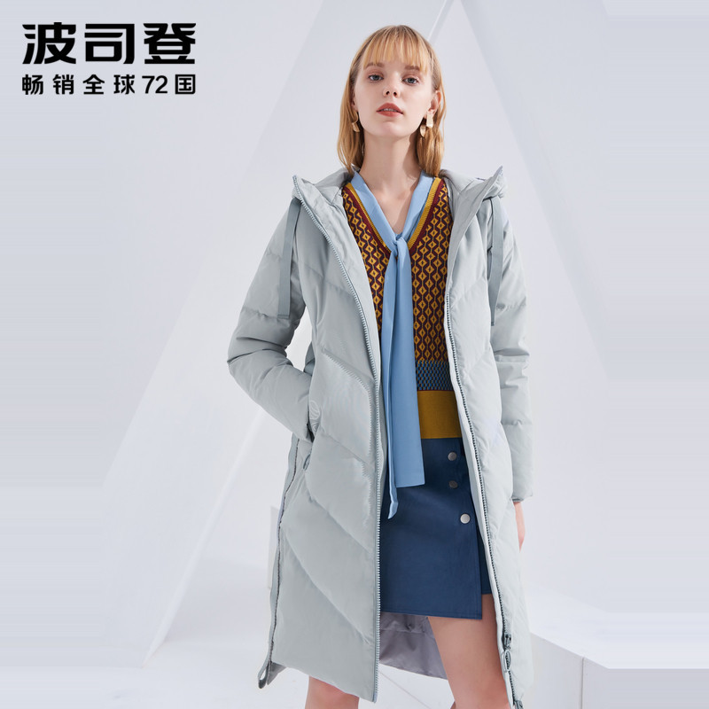 波司登新款羽绒服女中长款修身显瘦女士时尚冬装外套_1 170/92A 静谧灰8210