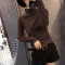 2019韩版新款半高领打底衫加绒长袖女装t恤洋气秋冬内搭修身上衣潮 咖啡色（加绒加厚） 3XL