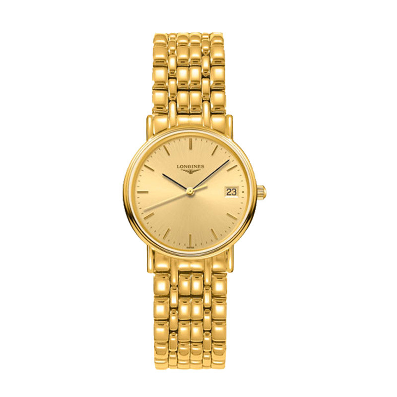 浪琴(Longines) 手表女表瑰丽系列石英精钢腕表 L4.320.2.32.8 金色金盘30mm 金带金盘