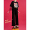 妖精的口袋针织垂感休闲阔腿裤2019秋冬季新款女宽松显瘦长裤子潮_1 均码 少女灰色