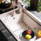 科恩纳石英石水槽单槽一体厨房洗菜盆花岗岩家用商用加厚洗碗水池 D750-抽拉套装-金砂黑