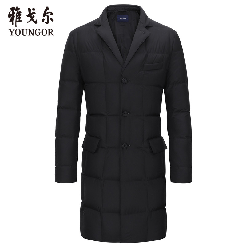 Youngor/雅戈尔冬新品男士商务休闲藏青色羽绒服967FQA 黑色 180/100A