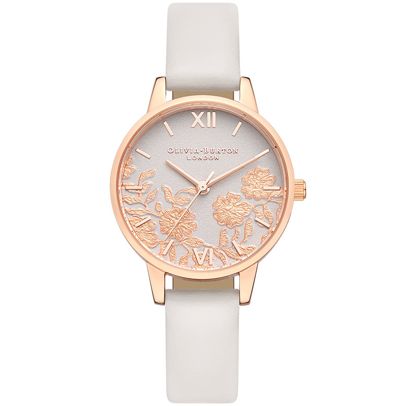 OliviaBurton腕表 女士石英表 文艺蕾丝编织清新女表 自然裸粉 OB16MV69女士手表 自然裸粉