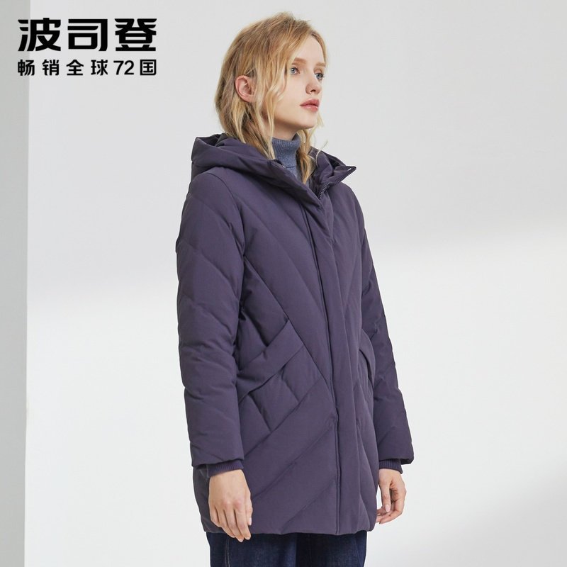 波司登女羽绒服中长款2019冬季新款中老年妈妈装外套_1 175/100B 暮光灰8197