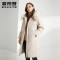 波司登羽绒服女装貉子毛领中长款2019新款冬装防寒外套_1 170/92A 奶香米7182