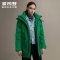 波司登女2019时尚撞色工装风潮流羽绒服中长款_1 175/96A 凤仙绿4095