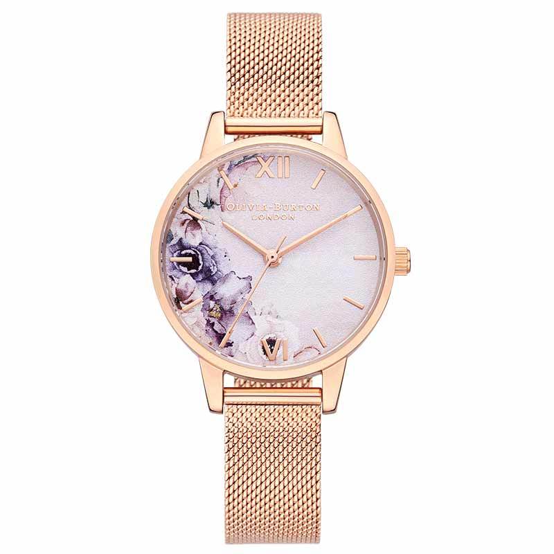 OLIVIABURTON腕表 女式石英表 圆形优雅气质水彩画表盘OB16PP39 玫瑰金女表 玫瑰金