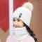 帽子女冬天潮加绒毛线帽韩版青年甜美可爱女士秋冬针织帽百搭保暖_528_178 白色帽子+围脖(加绒加厚)