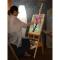 苏宁放心购榉木带抽屉儿童实木质油画架木制美术素描成人画箱画板架套装收纳式学生初学者折叠多功_747 白色画架+2K画板