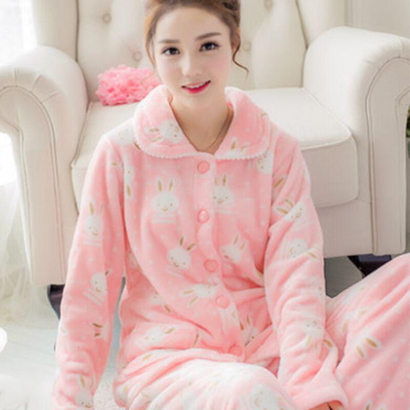【正品】睡衣女秋冬加绒加厚法兰绒家居珊瑚绒可外穿套装家居服_564_730 888定制 加厚法兰绒红兔