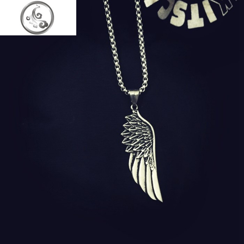 戴在脖子上的个性十二星座吊坠男士项链韩版首饰钛钢饰品。_211 单羽毛