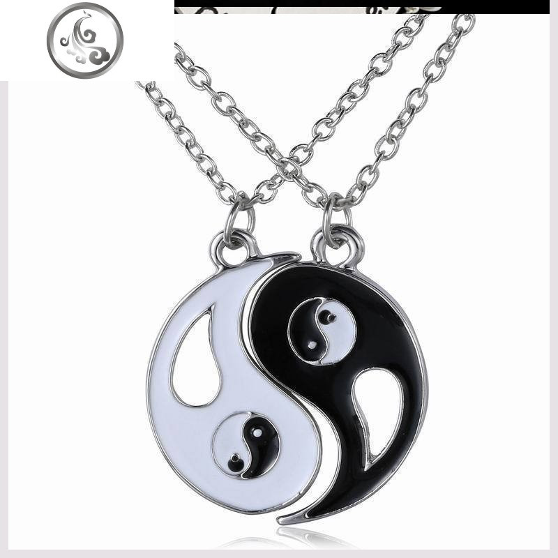 闺蜜项链女韩版好友友谊拼图学生一对姐妹项链三四人可拼接锁骨链 二闺蜜太极