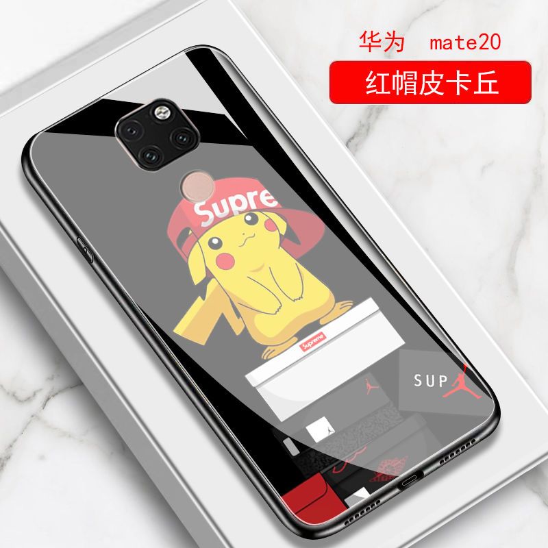 华为mate20pro手机壳玻璃mate20x手机套华为mate20手机壳男女款潮_219 红帽比卡丘+钢化膜+挂绳mate20