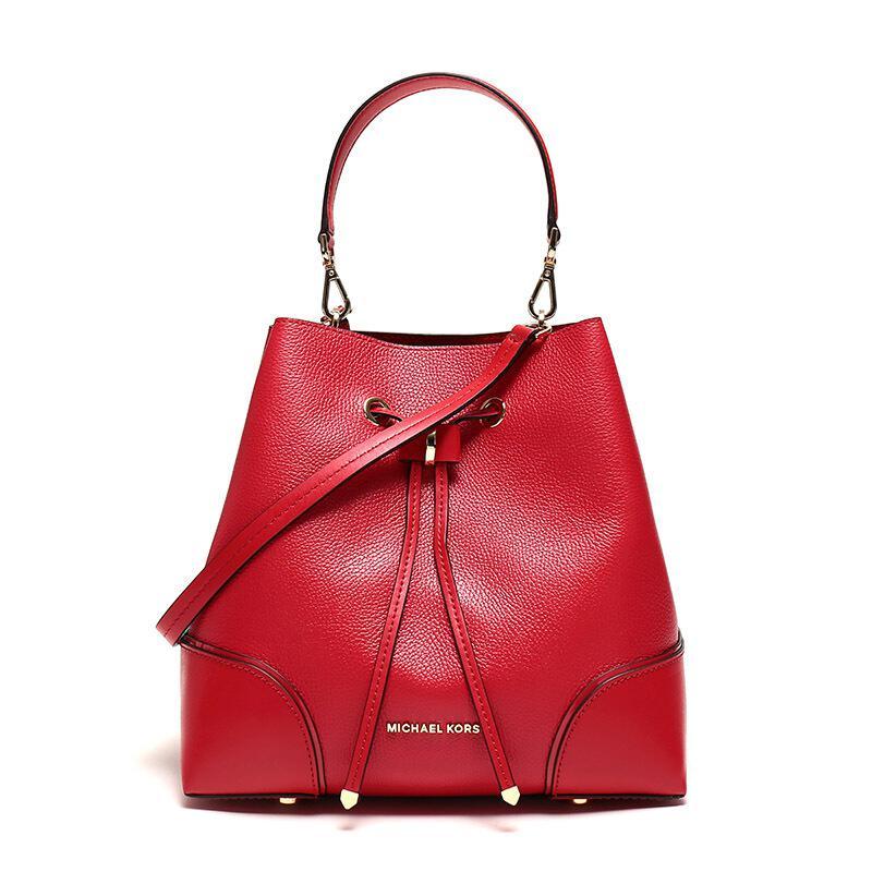 MICHAEL KORS 迈克·科尔斯 MK 女士皮质中号手提包单肩包水桶包 30F9GZ5L6L BRIGHT-RED-亮红色