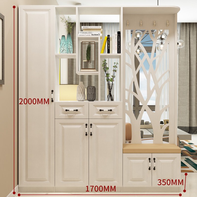 镂空隔断柜可定制入户玄关厅鞋柜带换鞋凳衣帽柜挂衣储物柜款式四：长1800x宽350x高2 款式四：长1700x宽350x高2000(右雕花)