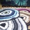 卧室地毯圆形少女心房间装饰北欧ins风现代简约创意客厅家用_182 80cm直径圆形 年轮-黄