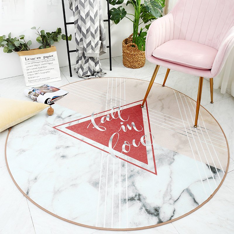 北欧几何圆形地毯家用简约客厅沙发垫茶几垫ins风卧室电脑椅地垫_2 120x120cm 粉色爱恋
