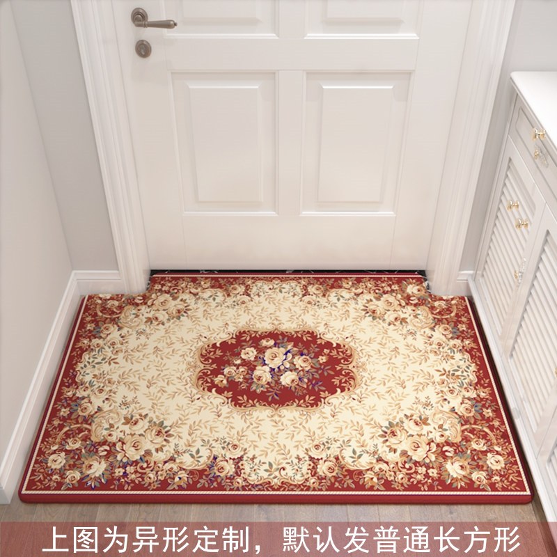 入户地垫垫进踩脚垫子可裁剪口家用欧式客厅厨房地毯卧室_1_187 尺寸定制 乳白色欧式白花