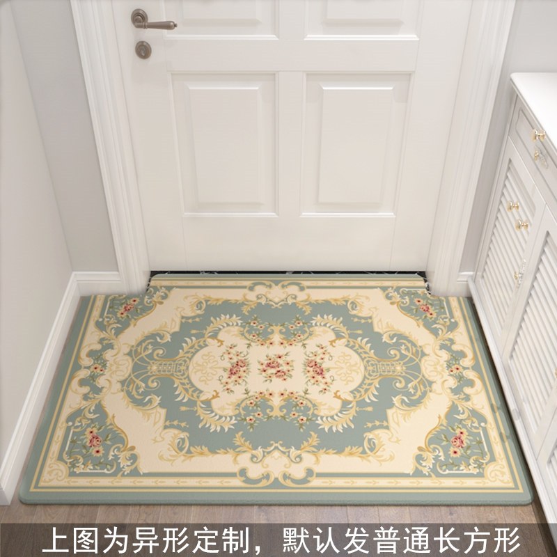 入户地垫垫进踩脚垫子可裁剪口家用欧式客厅厨房地毯卧室_1_187 尺寸定制 翠绿色TH-浅绿2