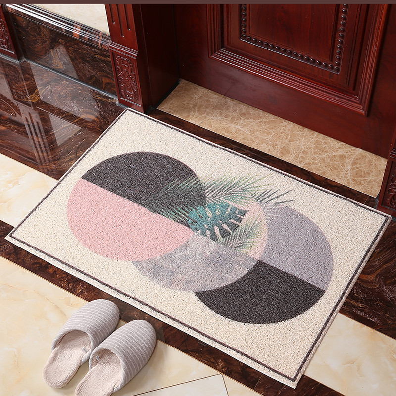 北欧入户垫进地垫口玄关丝圈脚垫可剪裁地毯网红垫子家用_2 40x60cm（加厚款1cm） 米白你好晨彩