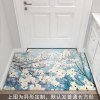 简约入户地垫家用脚垫进厅地毯垫口防滑垫定制家用垫子_1_309 0.6&times;0.9米（支持裁剪，可定制） 浅蓝色白色花朵