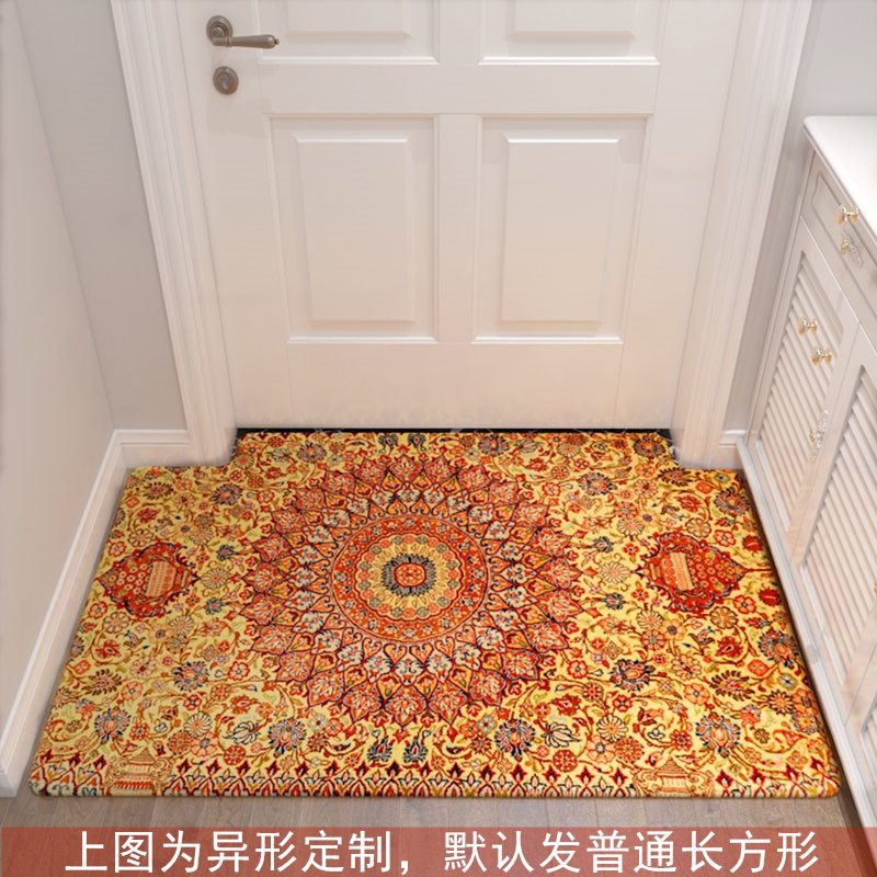 简约入户地垫家用脚垫进厅地毯垫口防滑垫定制家用垫子_1_309 0.5&times;0.8米（支持裁剪，可定制） 桔红色埃及风情