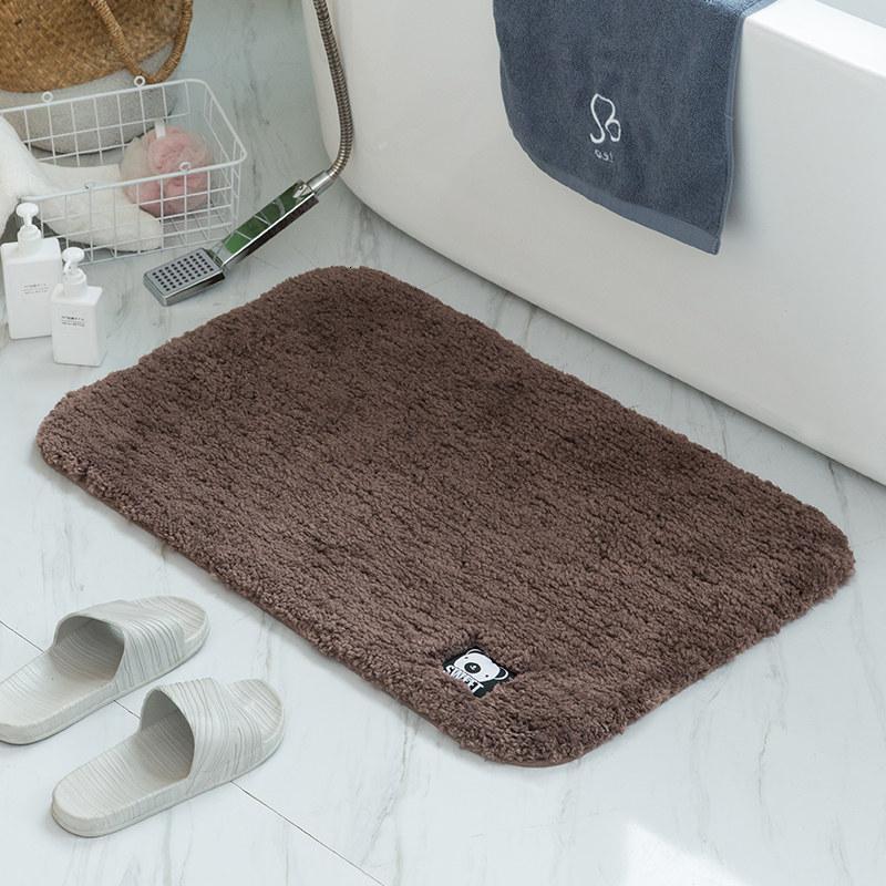 加厚浴室防滑垫卫生间地垫吸水脚垫纯色柔软家用垫卧室地毯_2_177 70×140CM 咖啡色