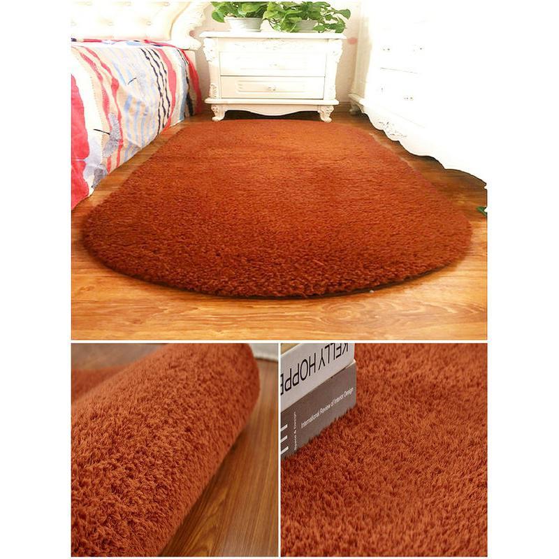 椭圆形地毯地垫家用客厅茶几卧室地毯房间床边地毯床前毯定制_454 定制 北极绒椭圆深咖啡