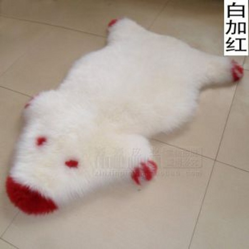 澳洲羊毛地毯纯羊毛毯羊毛沙发垫皮毛一体整张羊皮欧式飘窗羊毛垫_4 70*115cm 白加红色