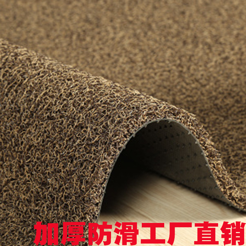 丝圈毯塑料地毯入户厅地垫pvc进蹭土加厚垫家用简约现代_864 80*120 超厚米棕色（可自己裁剪）