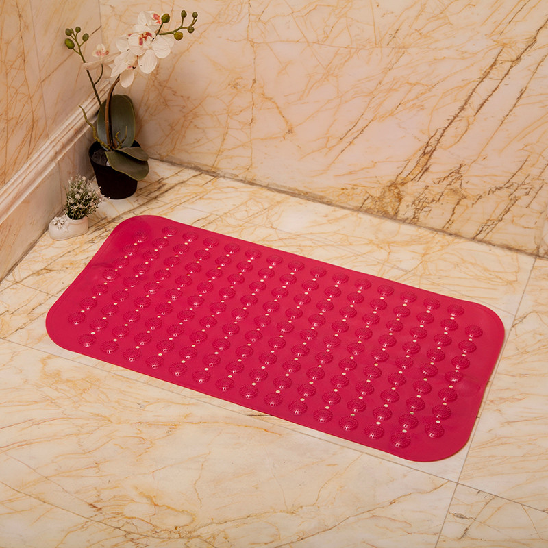 淋浴洗澡卫生间地毯厕所卫浴防水脚垫子家用地垫垫_8 47*77（无味环保常规尺寸） 玫红