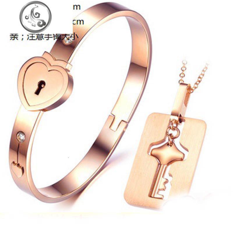 同心锁情侣手链一对可刻字学生创意复古爱手镯男女互锁环带钥匙_1_788 玫瑰金A款一对价（刻字留言）