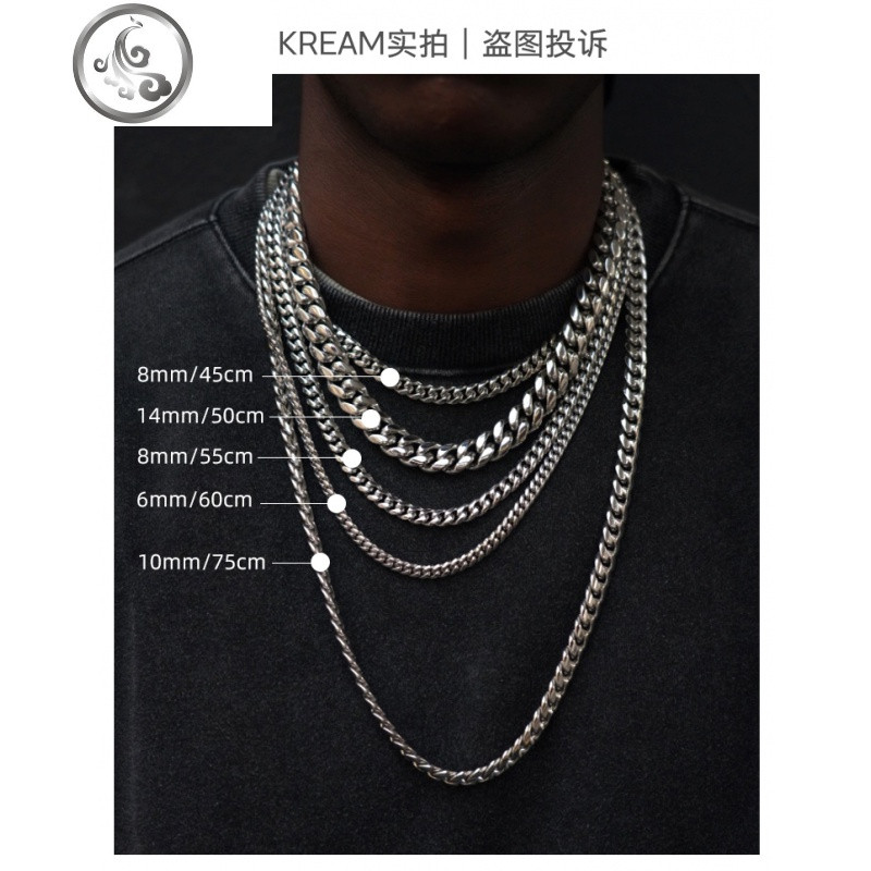 xxxtentacion短款古巴项链cubanchoker嘻哈男女锁骨颈链 14mm/45cm银色