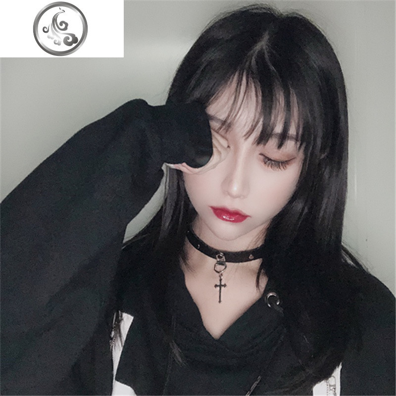 暗黑朋克宽边项圈女颈带网红锁骨链腿环饰品欧美项链choker_115_690 黑色十字架