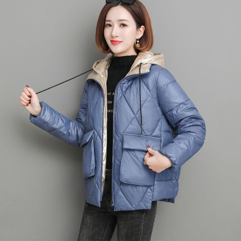 【双胆布】羽绒棉服女外套2019新款ins面包服短款棉衣加厚小棉袄_1_666 L（116-125斤） 蓝色