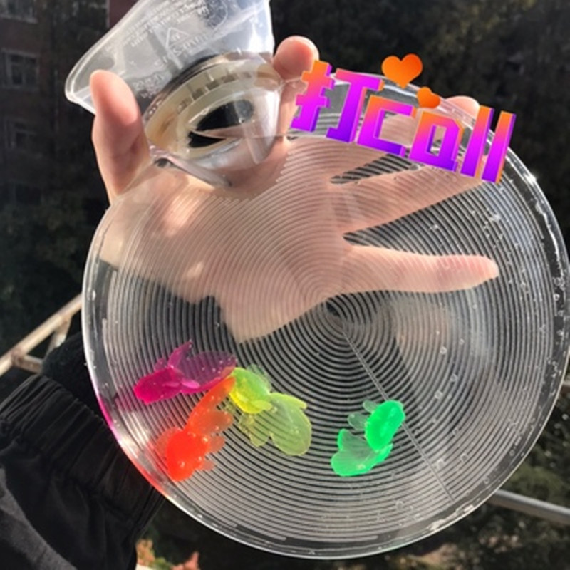 防爆安全PVC冲水热水袋圆形迷你暖手袋暖水袋暖宝暖宫暖肚送绒套_1 白色金1L圆形送普通鱼