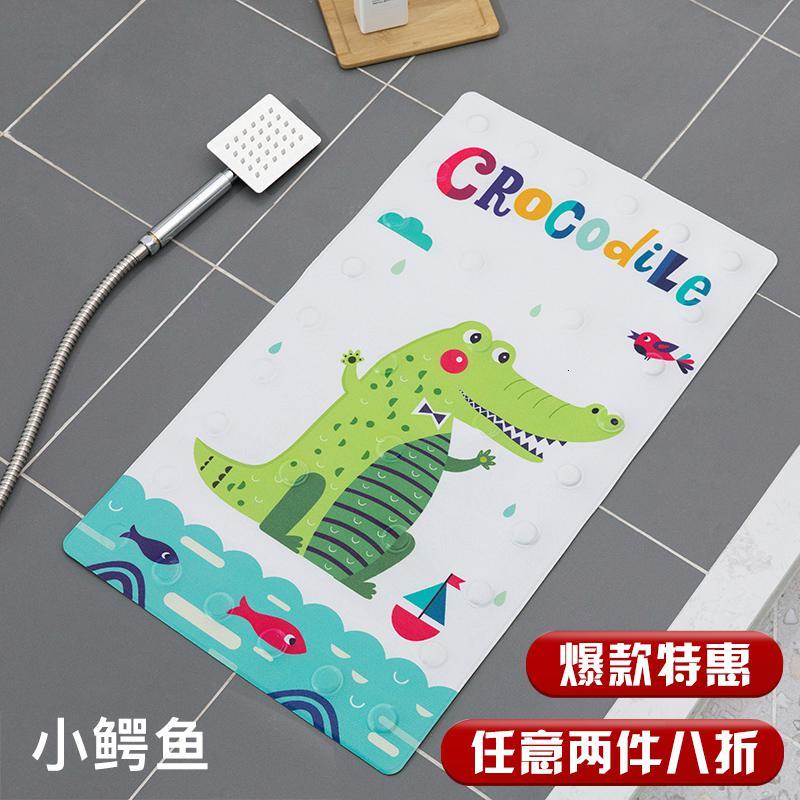 浴室防滑垫淋浴房家用洗澡儿童卫生间地垫厕所洗手间浴缸防水垫子_248 小恐龙50*80cm【吸盘防滑】