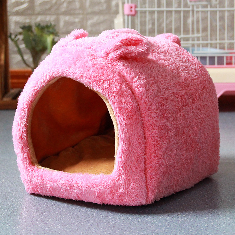 狗狗窝冬天保暖封闭式季四猫窝冬季房子型宠物小型犬通用泰迪网红 L-大型 粉色：送毛毯